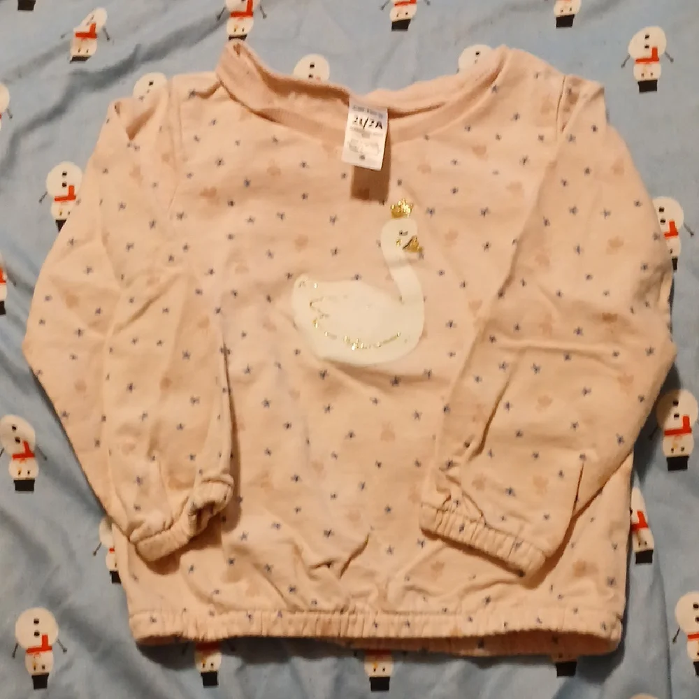 Carters Pink Swan Sweatshirt 2T